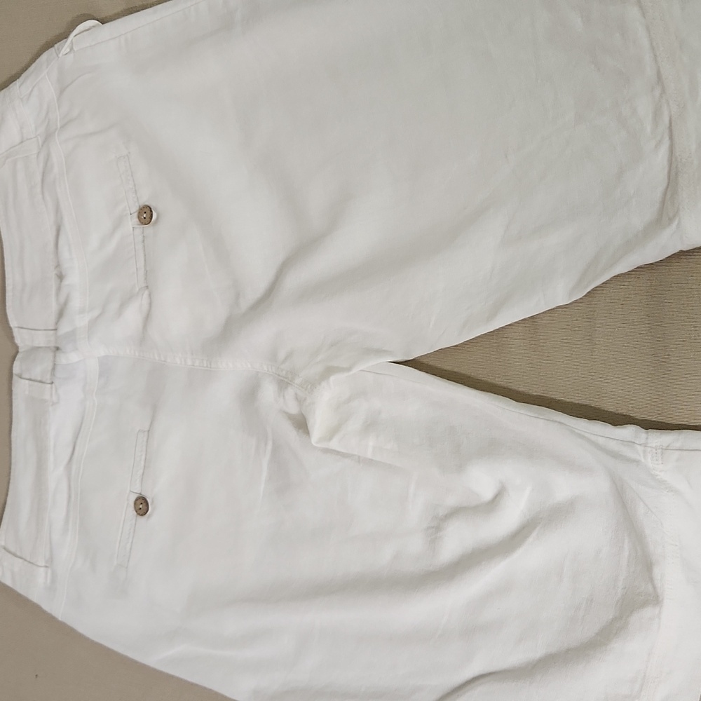 Tribal White Linen Blend Bermuda Shorts - Picture 5 of 5